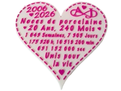 Personalized Bicolor 20th Wedding Anniversary Heart