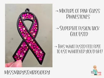 Dije o accesorio de collar: Awareness Ribbon Bezel UV Resin Rhinestone Pendant — vista de referencia 3
