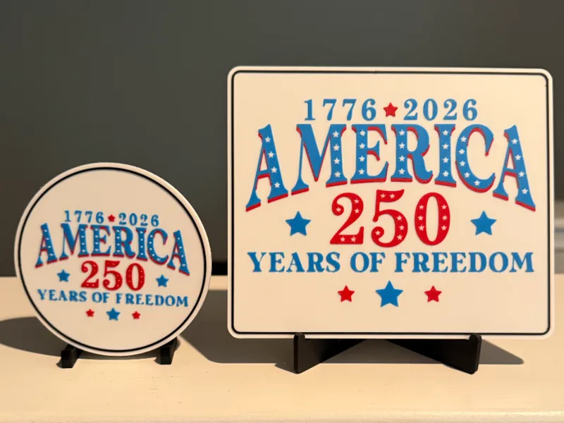 AMERICA 250 YEARS OF FREEDOM SIGN AND COASTER