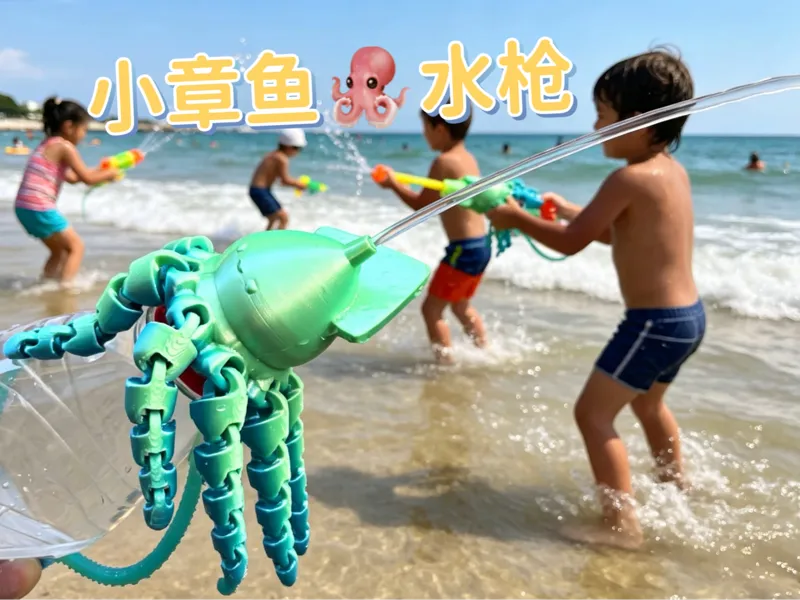 章鱼水枪 可爱鱿鱼水枪 矿泉水瓶水枪 夏天打水仗玩具 洗澡泡澡玩具