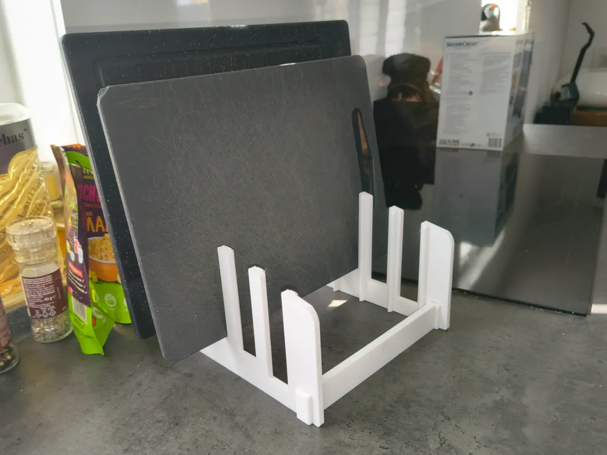 Modern Cutting Board Rack – 5 Slot Stand - Free 3D Print Model - MakerWorld