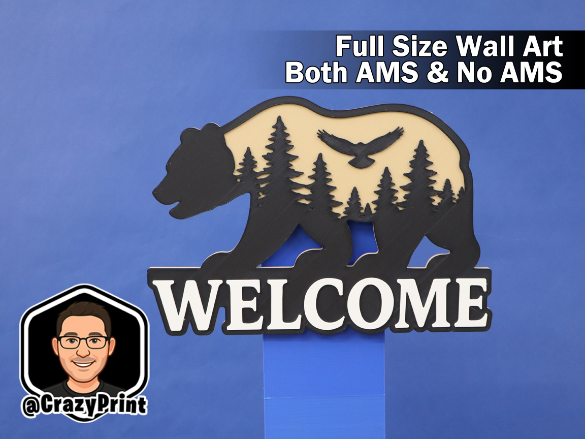 Naturistic Bear Welcome Sign - Wall Art - No AMS