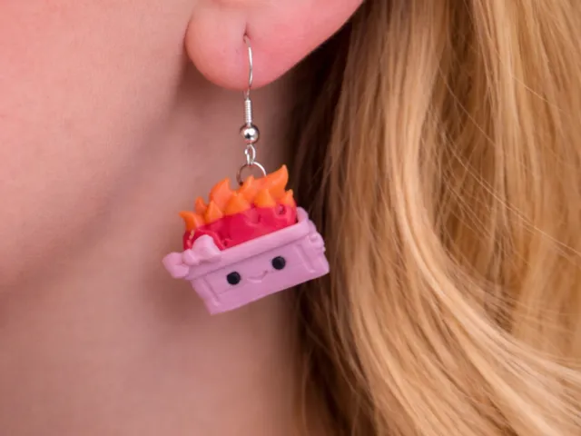 Cute Dumpster Fire Earrings With a Bow