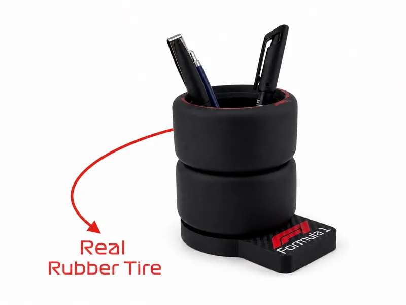 Formula 1 Pen Holder with real rubber Tire