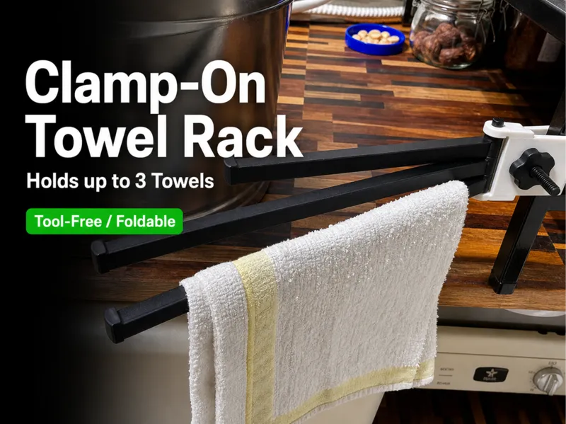 Clamp-On Dish Towel Holder｜3-Towel Rack
