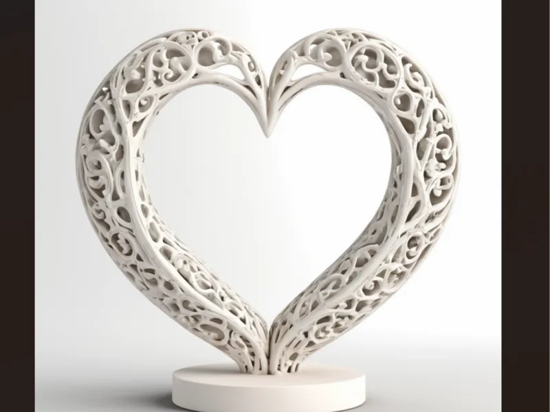 Dekorative Herz-Skulptur mit Ornament-Design