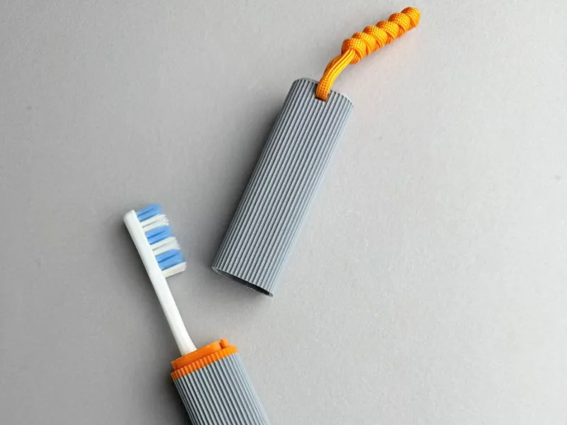 Minimalist textured toothbrush travel case