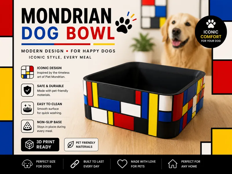 Mondrian Dog Bowl
