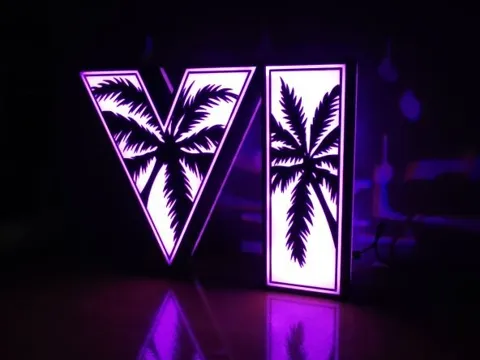 Accesorio de iluminación decorativa: GTA 6‑Style Lightbox – Rockstar Games Inspired — referencia de MakerWorld