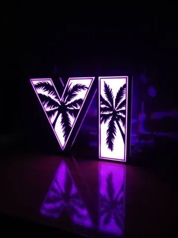 Accesorio de iluminación decorativa: GTA 6‑Style Lightbox – Rockstar Games Inspired — vista de referencia 2