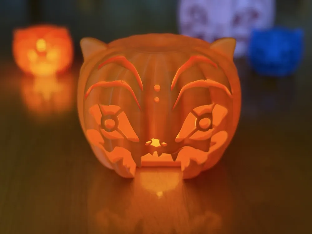 Halloween Derpy Tiger Pumpkin Lamp - Tea Light - Free 3D Print Model ...