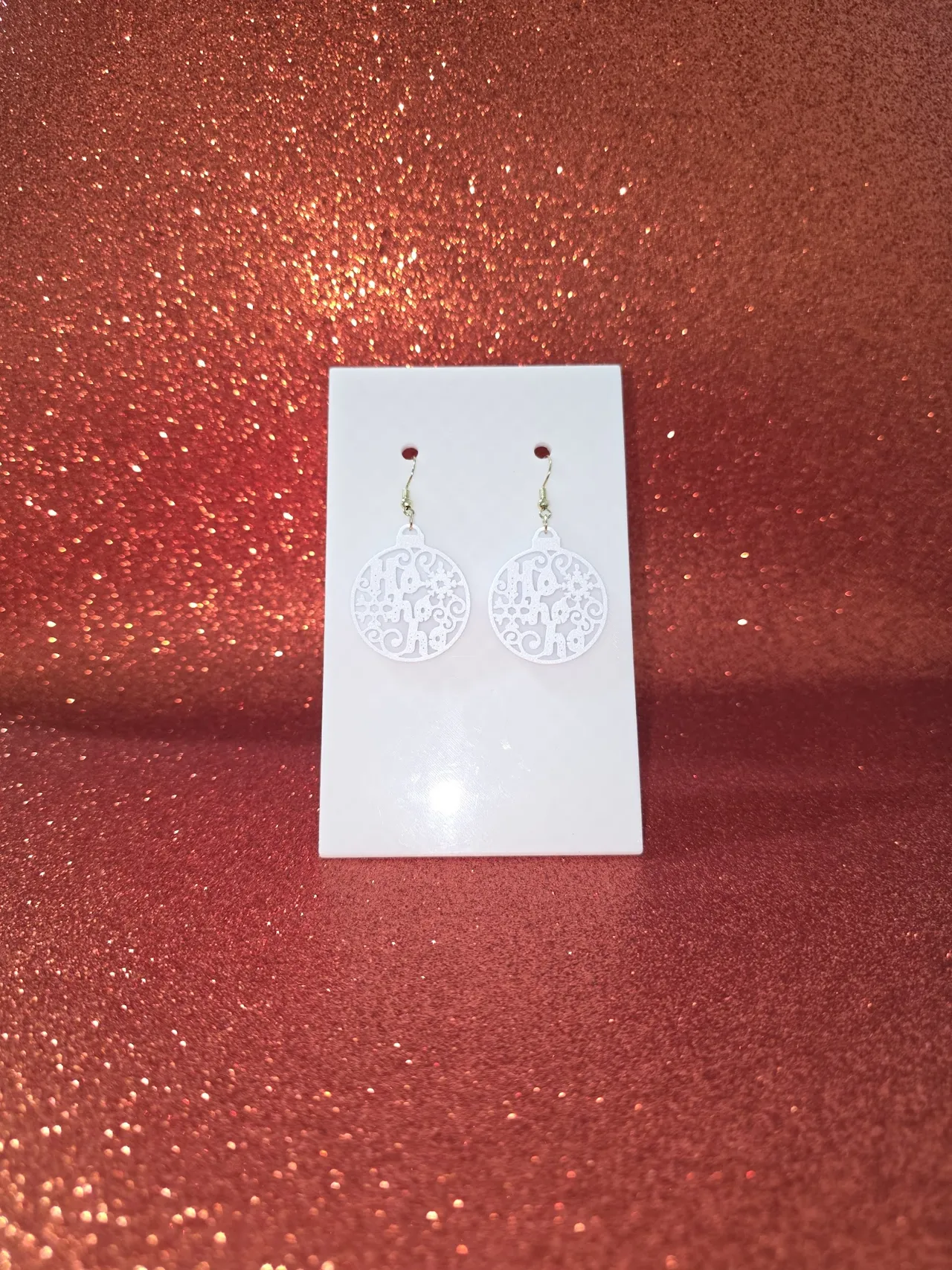 Ho Ho Ho Christmas ball earrings view 2