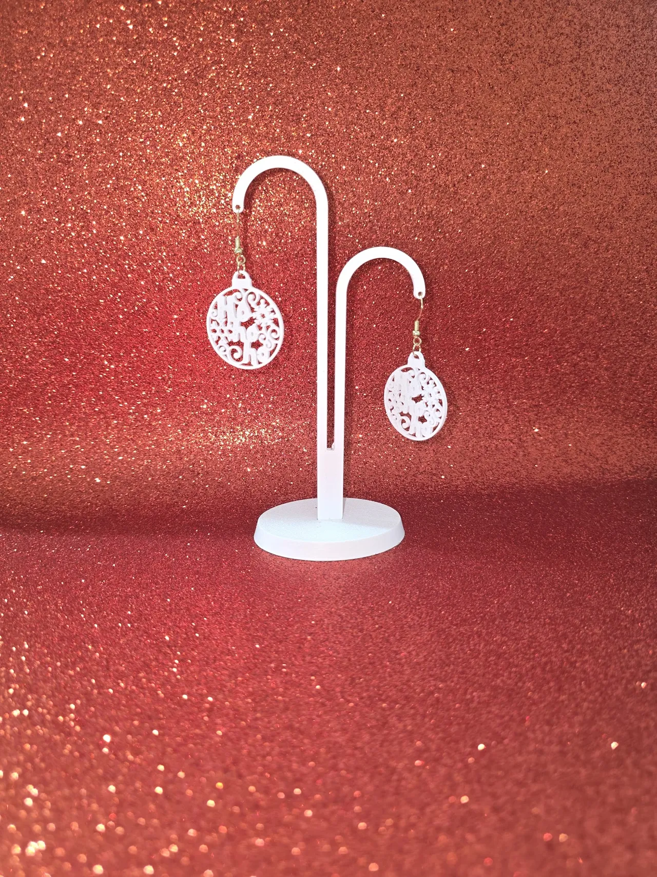 Ho Ho Ho Christmas ball earrings view 3