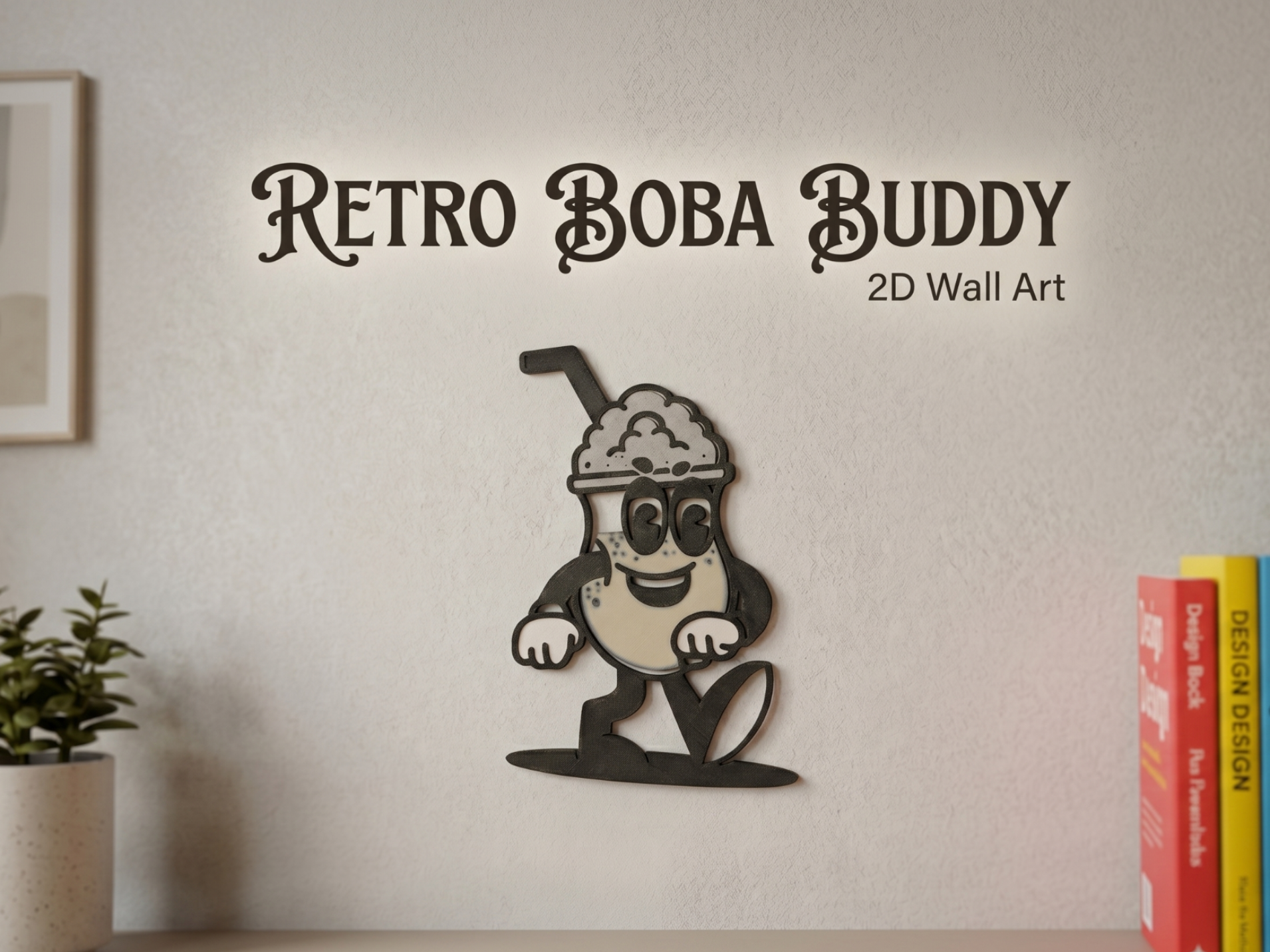 Retro Boba Buddy - 2D Wall Art / Wanddeko 
