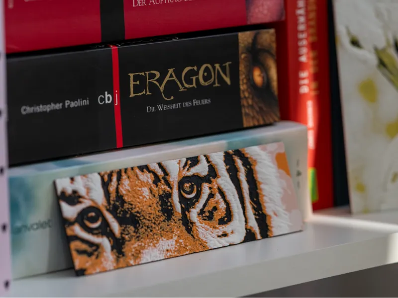 Lesezeichen „Tiger“ 3-Color PLA Bookmark Hueforge