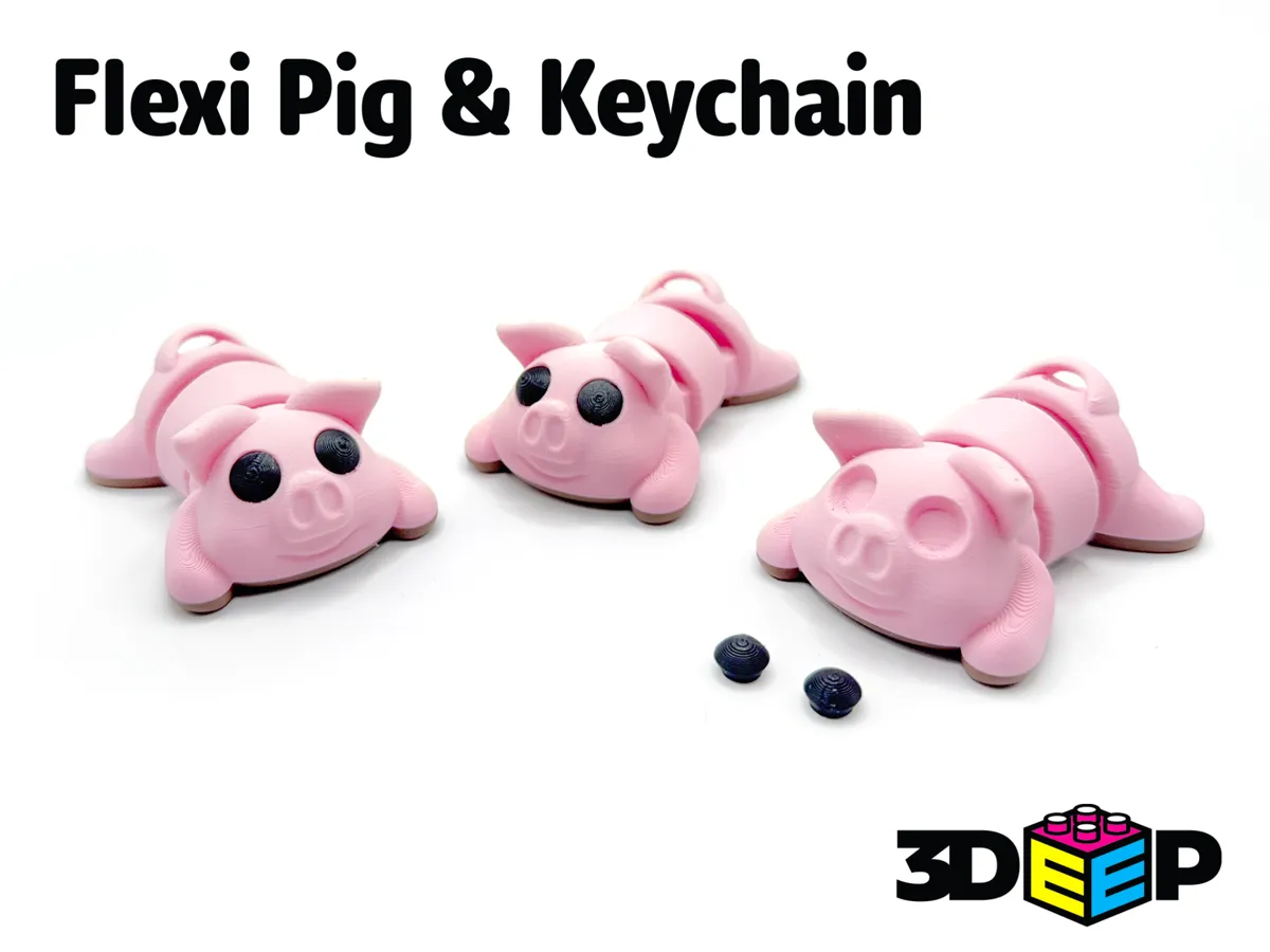 Flexi Pig & Keychain - NO Supports - Free 3D Print Model - MakerWorld