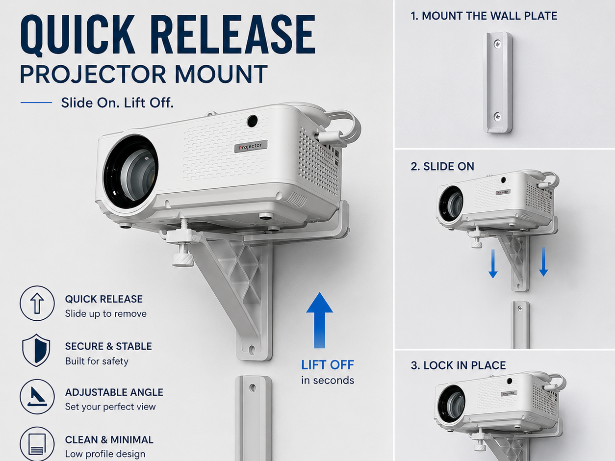 Quick-release projector wall mount