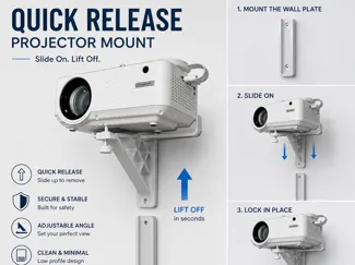 Quick-release projector wall mount