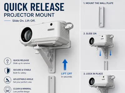 Quick-release projector wall mount