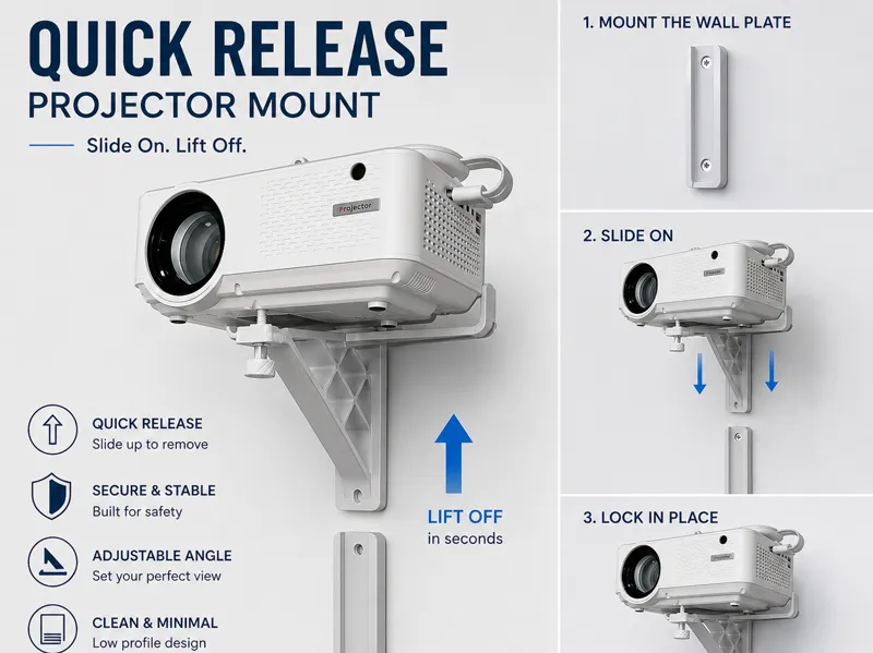 Quick-release projector wall mount