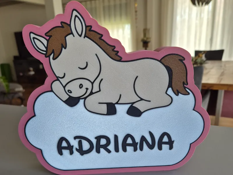 Personalisierbare Geburtslampe Pony auf Wolke