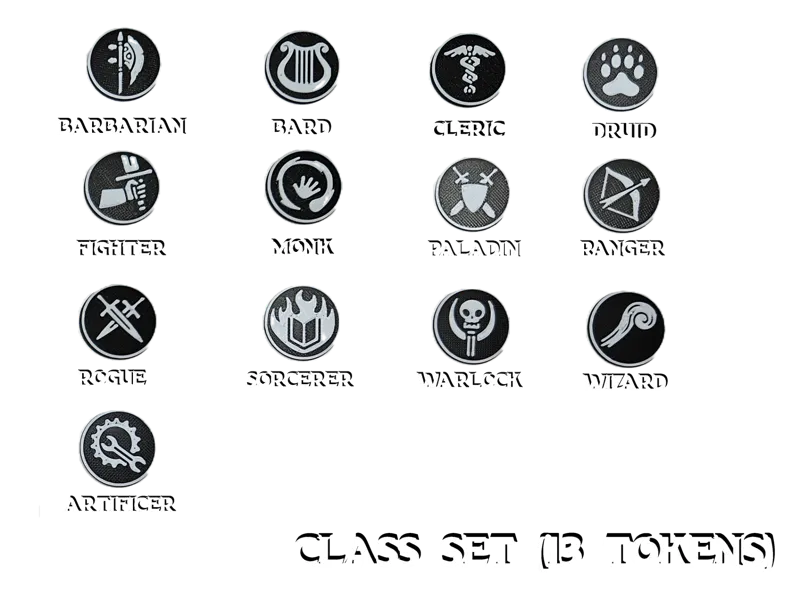 Dnd Class tokens, perfect for a quick dnd setup