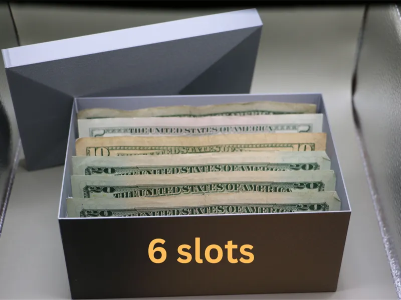 Cash box with 6 slots