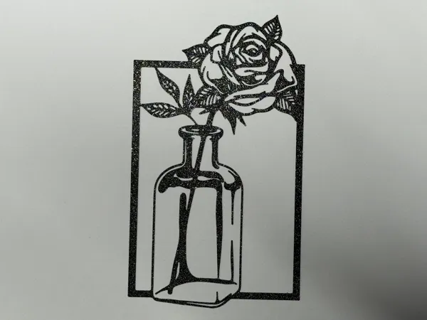 Décoration murale silhouette rose en bocal