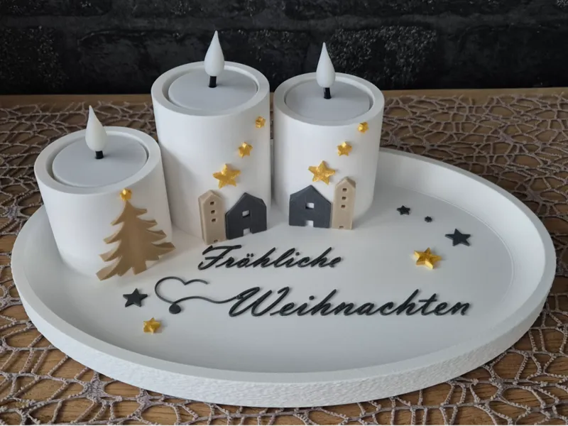 Kerzentablett Fröhliche Weihnachten