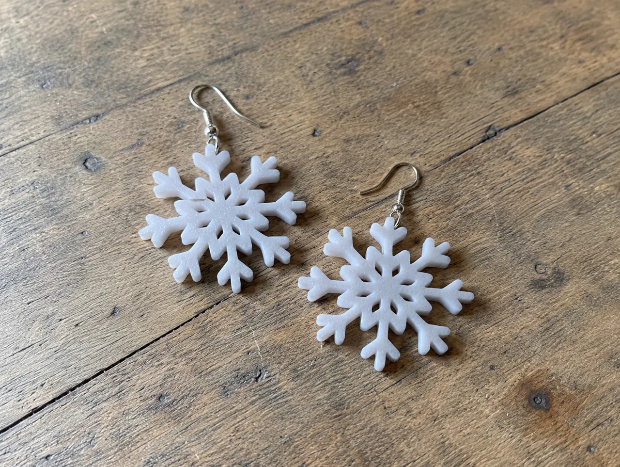 Snowflake earrings view 2