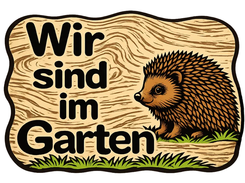 Wir sind im Garten Hängeschild