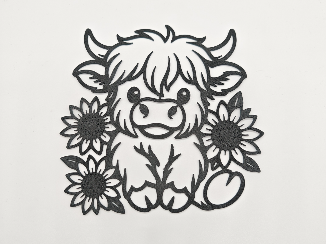 #12 Highland Cow Wall Art - Flowers