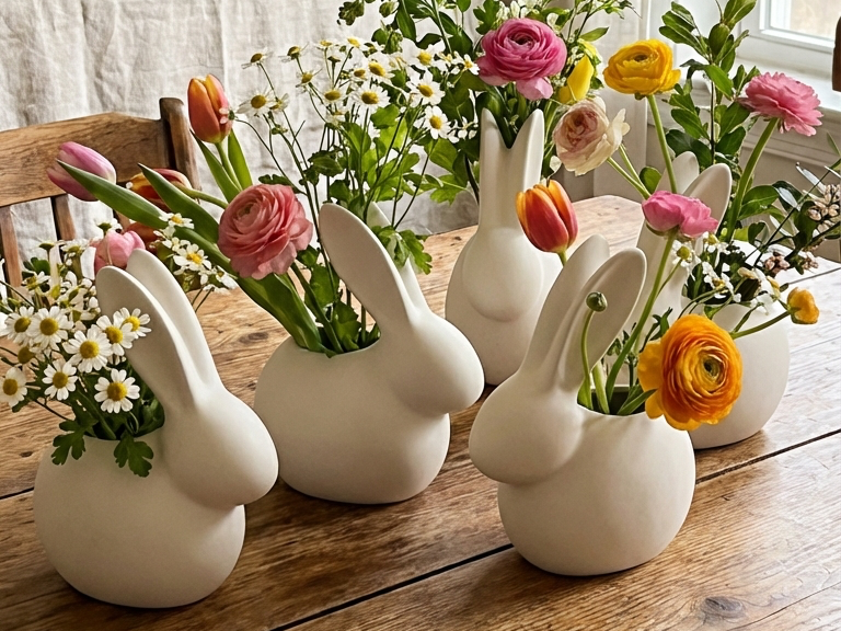 Minimal Bunny Vase | Modern Easter Rabbit Decor 