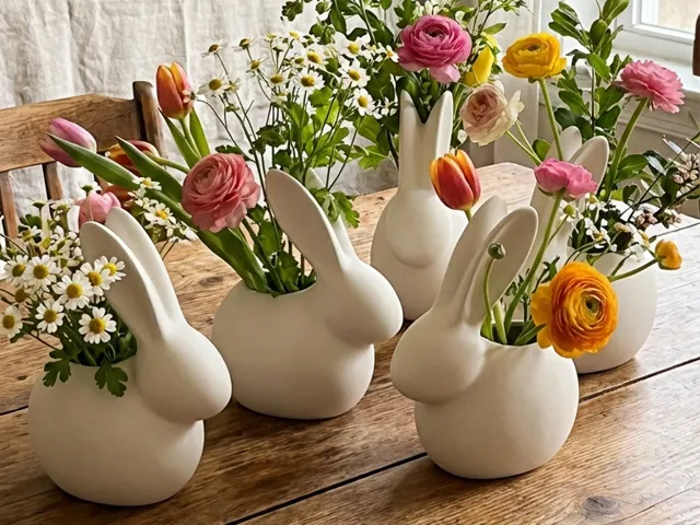 Minimal Bunny Vase | Modern Easter Rabbit Decor