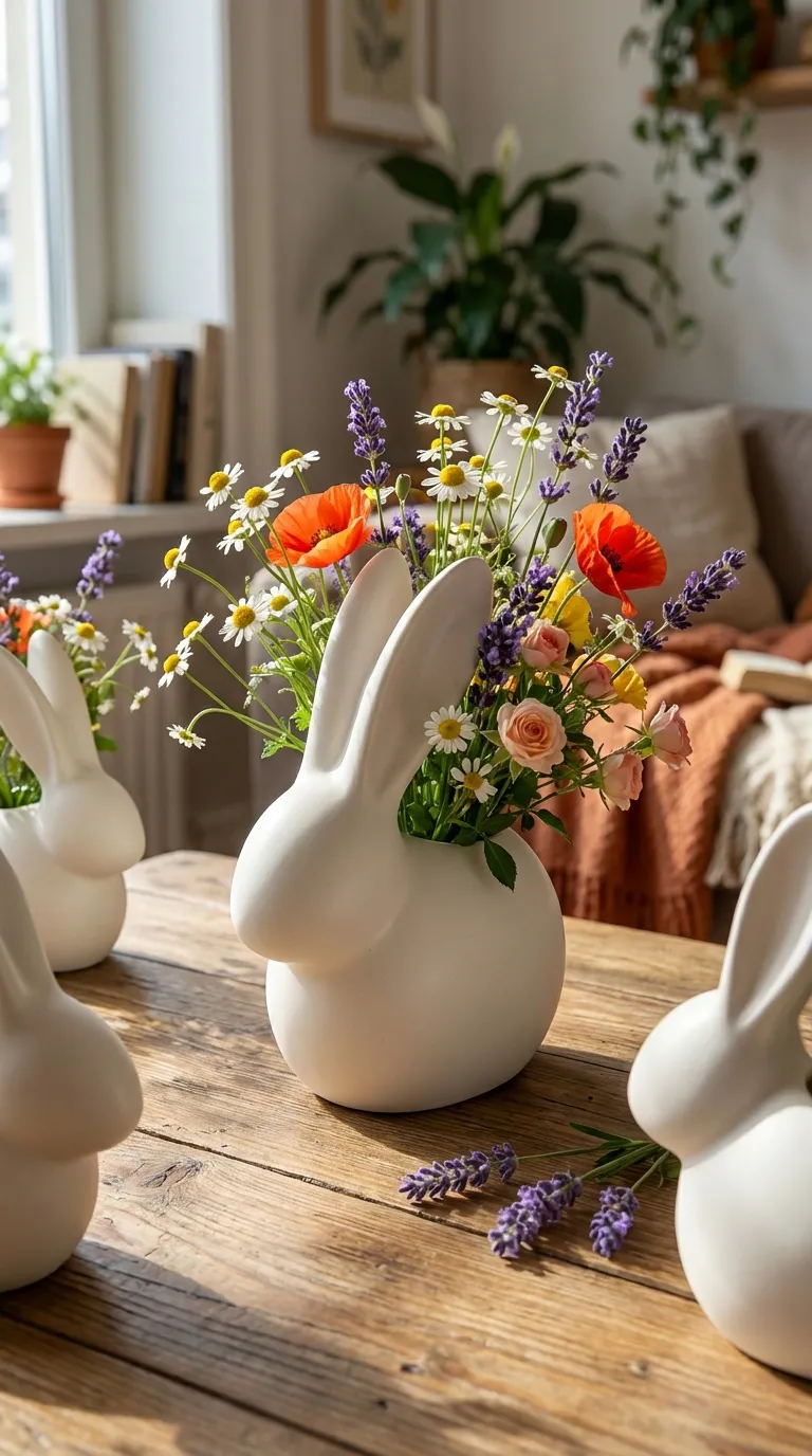 Minimal Bunny Vase | Modern Easter Rabbit Decor view 2