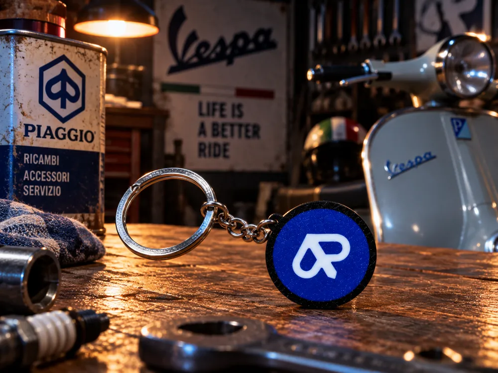 Basic Logo Design Process Piaggio Keychain – Original Round Logo - Free 3D Print Model - MakerWorld