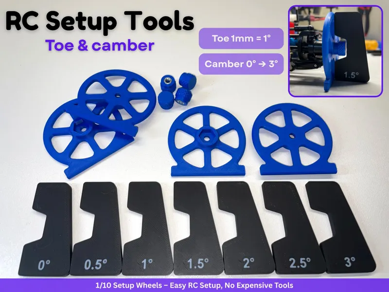 RC Setup Tool – Toe & Camber Gauge (1/10 Scale)