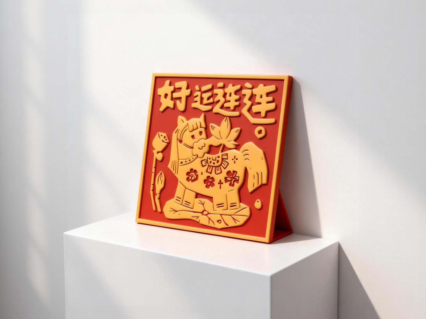 好运连连-2026年新年装饰-中国农历马年春节-办公室工位摆件