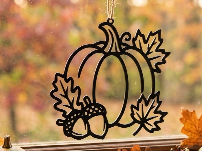 Herbstliche Fensterdeko – Pumpkin & Leaves - 1