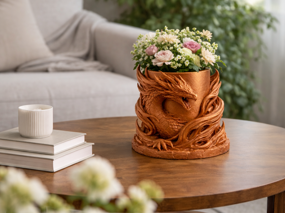Dragon Vase – Decorative 3D Printed Fantasy Vase