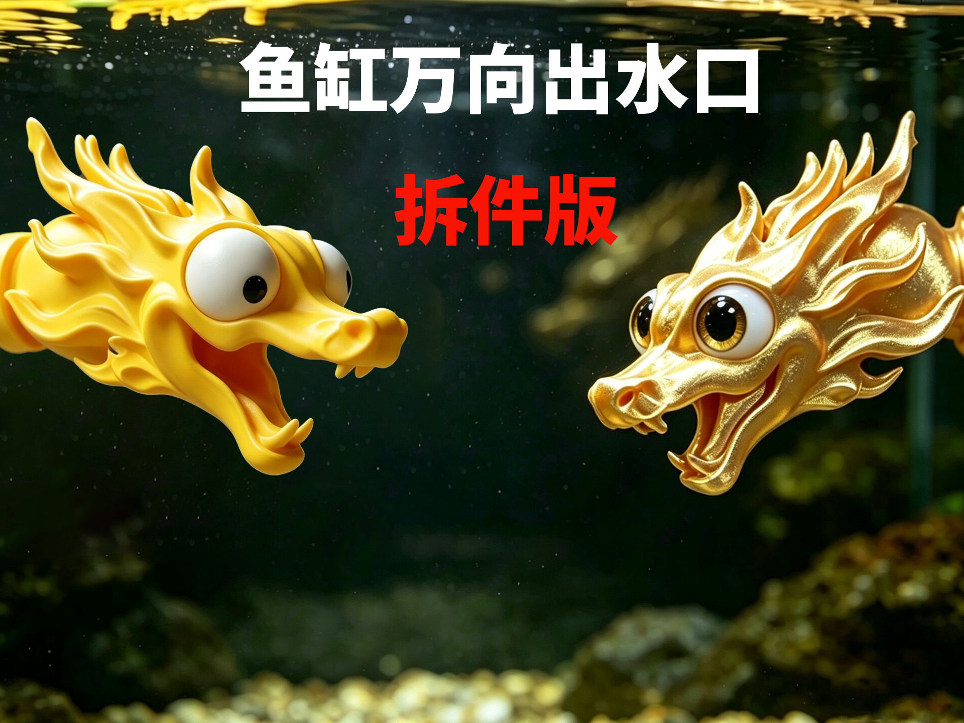 Miniatura 1 do modelo 3D 倦卷龙旋转会动萌龙大眼龙出水口松鼠龙头出水口鱼缸出水口万向出水口搞怪系列（拆件版）