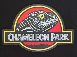 Plakette Chameleon Park – Jurassic‑Park‑inspiriert