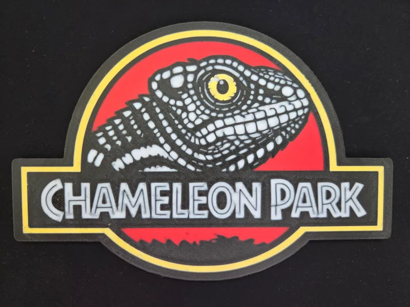 Plakette Chameleon Park – Jurassic‑Park‑inspiriert