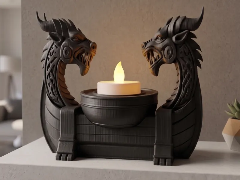 Viking Dragons Tealight Candle Holder Decor