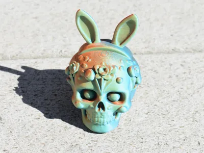 Spring Skull with Bunny Ears