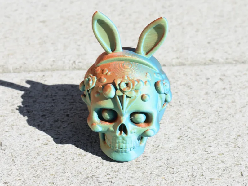 Spring Skull with Bunny Ears