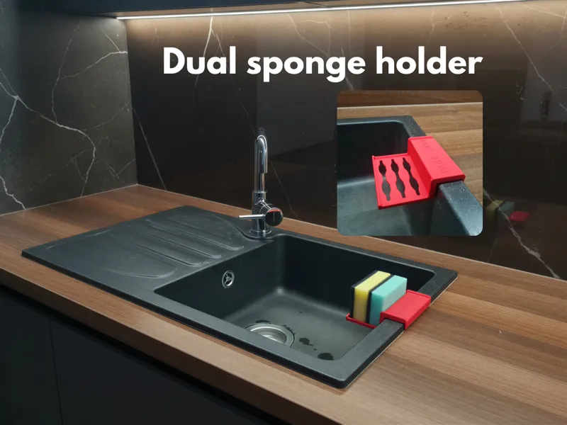 Minimalist kitchen sink dual Sponge Station/holder