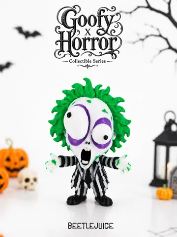 Figura decorativa de Beetlejuice estilo caricatura — vista de referencia 2