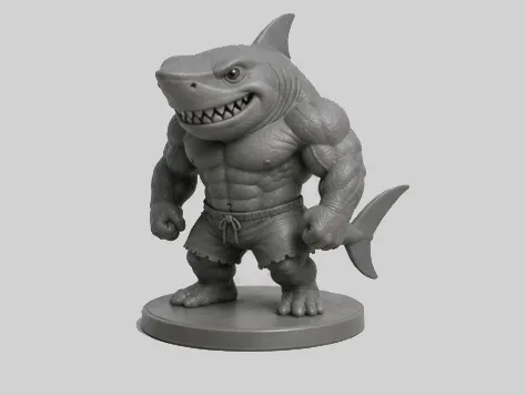 Muscle Shark Figurine (Stylized 3D Model)