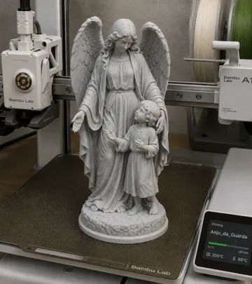 Modelo para impresión 3D: Anjo da Guarda com Criança — vista de referencia 3